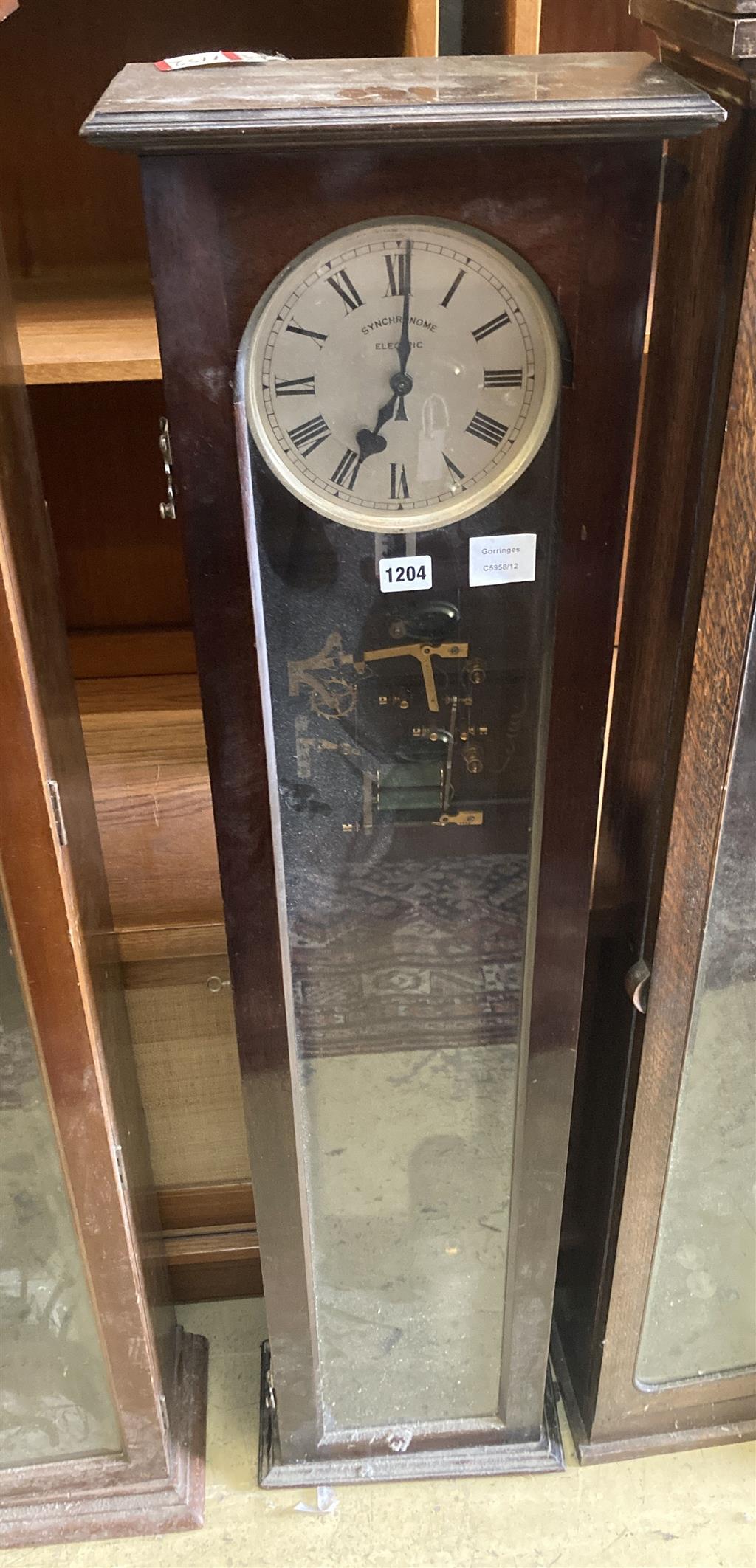 A Synchronome electric mahogany cased pendulum master clock